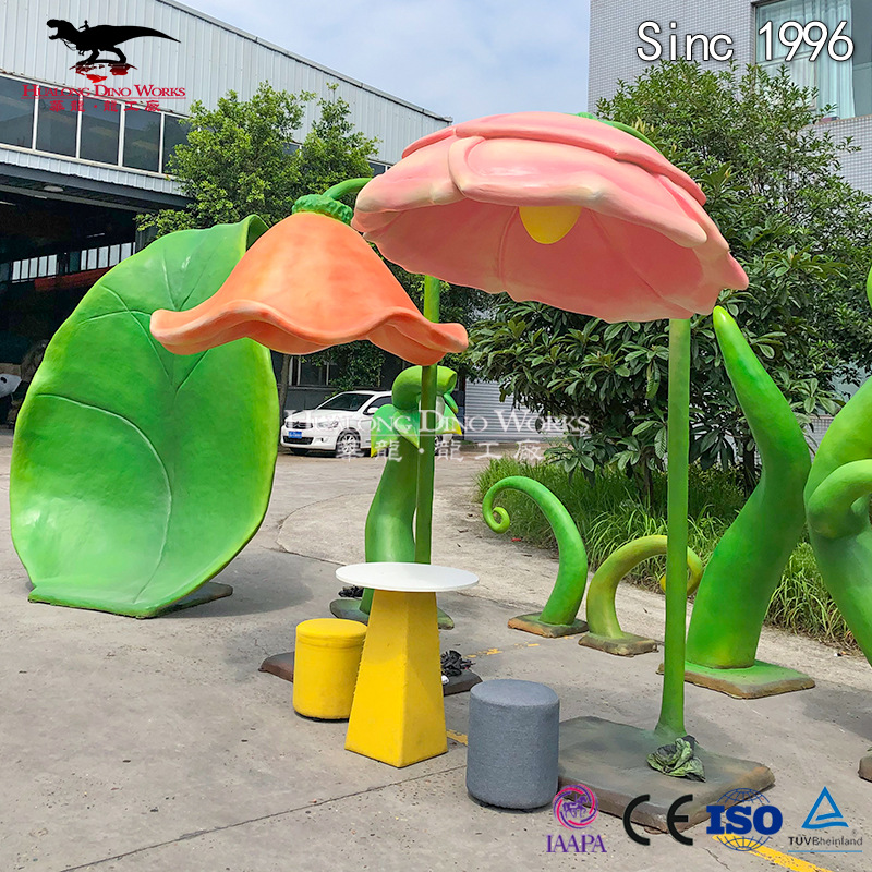 大型仿真定制硅胶植物 园艺氛围装饰 遮阳花伞藤蔓植被经久耐用