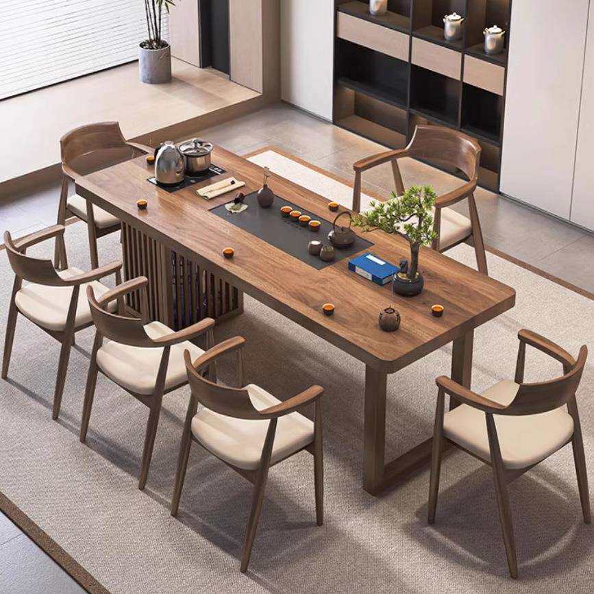 现代简约实木茶桌椅组合茶盘一体泡茶台新中式客厅家用阳台小茶几