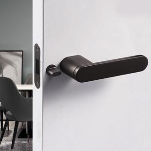黑色门锁意式极简无钥匙木门锁门锁室内卧室房门把手无钥匙门锁