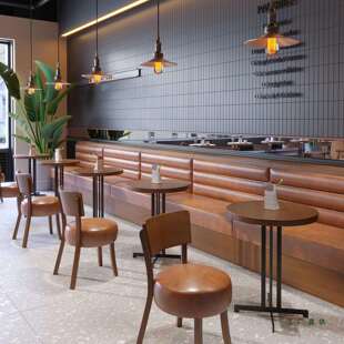 实木奶茶店咖啡厅桌椅组合幸运商用休闲甜品店西餐厅餐饮卡座沙发