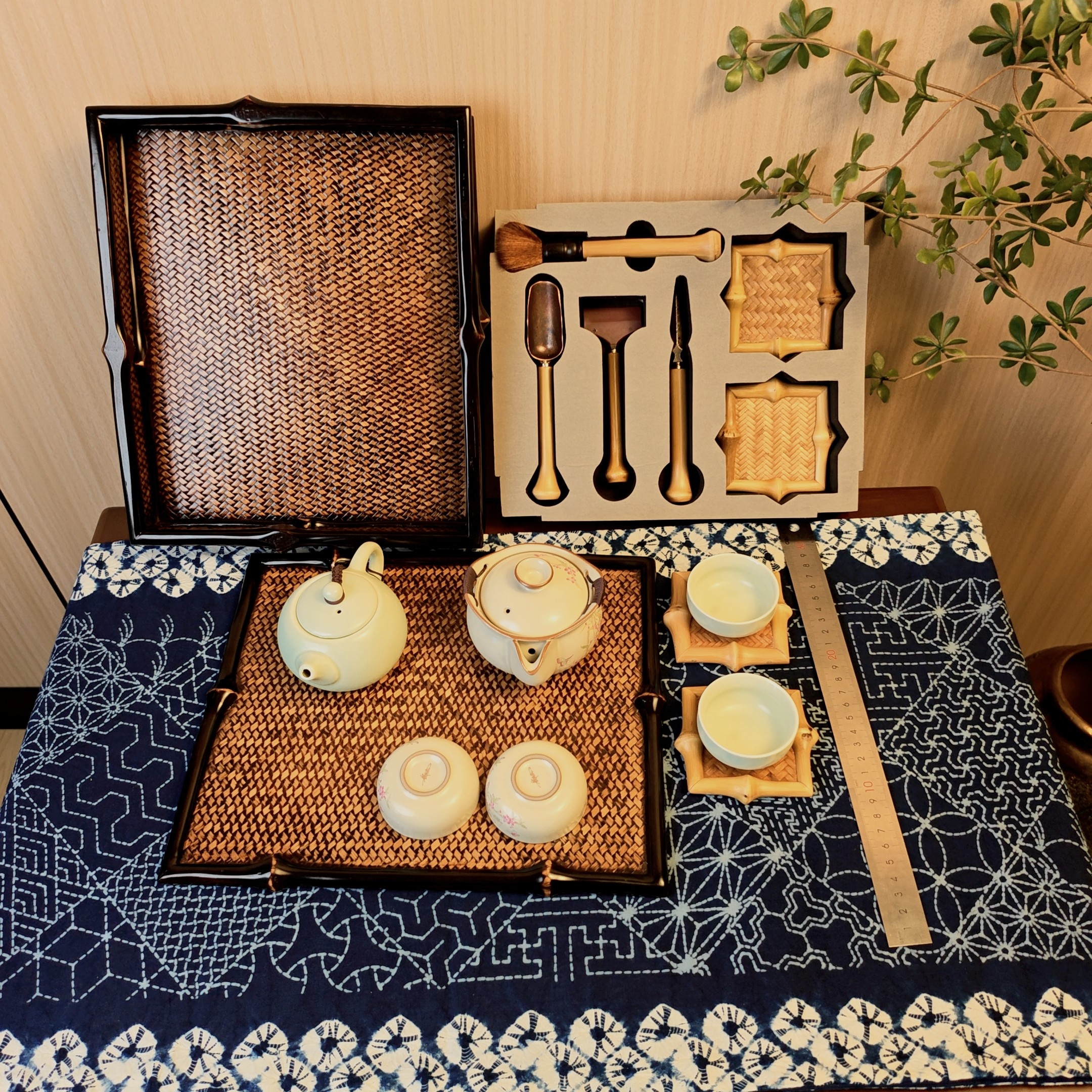 筇竹礼品盒两用茶君子茶针大漆蝉意伴手礼茶具功能茶礼品竹编收纳