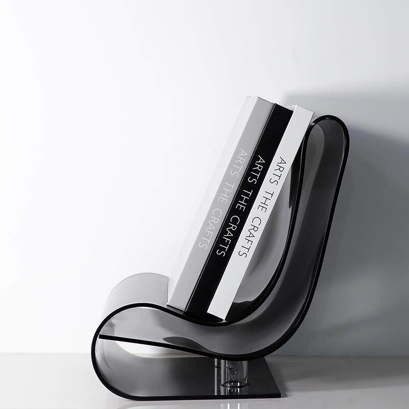 简约现代亚克力透明几何书报架样板房客厅落地杂志置物收纳架摆件