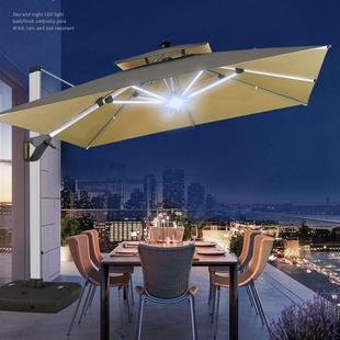户外遮阳伞大伞夜市摆摊四方伞现代休闲抗风罗马伞太阳能灯庭院伞