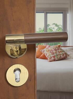 现货跨境货源锌合金分体式木手柄黑色金色门把手拉手门窗五金配件