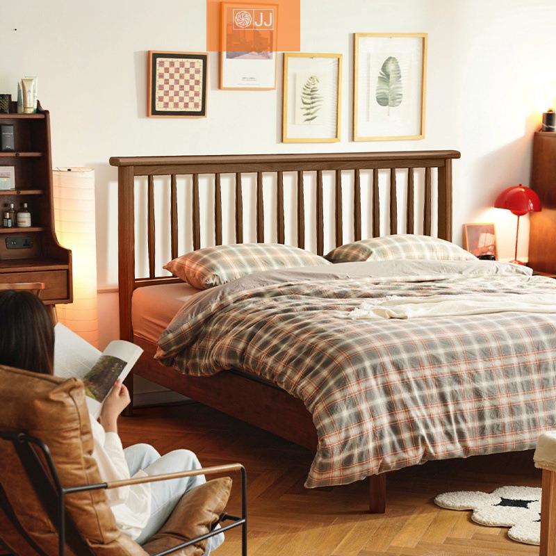 北欧实木床1米2单人1米5全实木现代简约1.8m法式双人主卧原木床