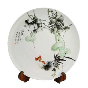 景德镇青花瓷仿古陶瓷 古典手工绘画摆件 陶瓷工艺品摆件水墨瓷盘