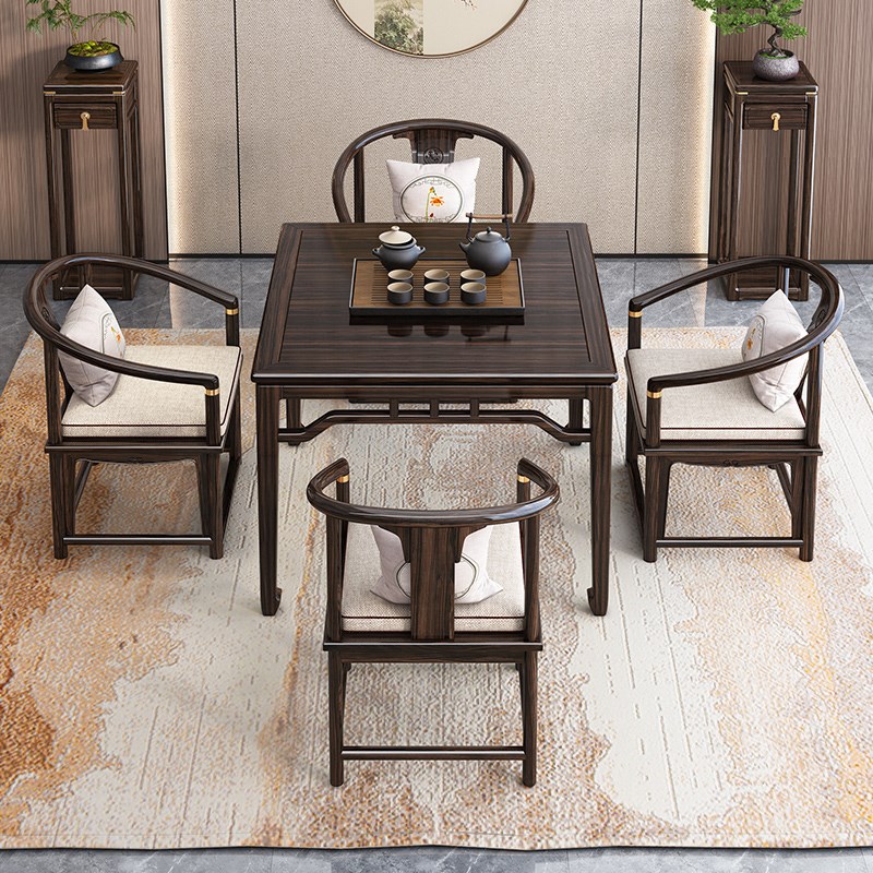 乌金木八仙桌新中式实p木四方桌掼蛋专用打牌桌家用正方形餐桌茶