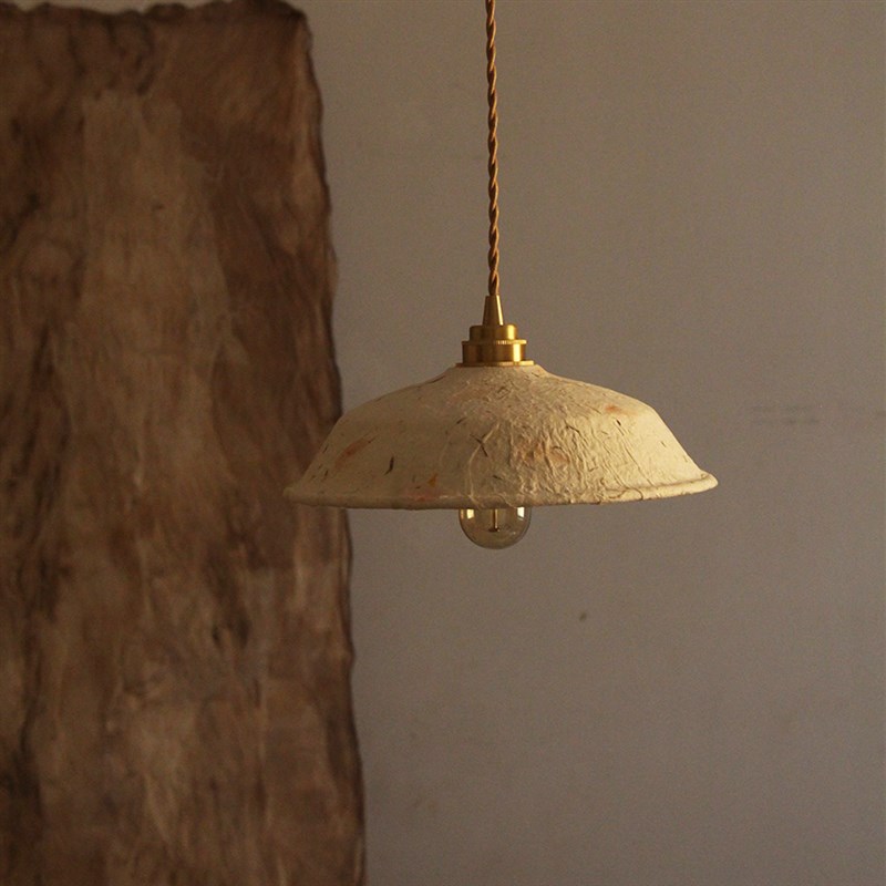 木若锦灰侘寂风手工东巴纸草木纸茶室R咖啡厅民宿吊灯