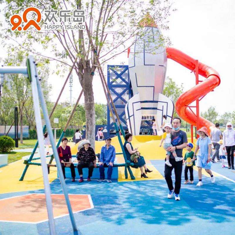 火箭主题无动力游乐设备大型非标儿童滑梯厂家小区公园景区游乐园