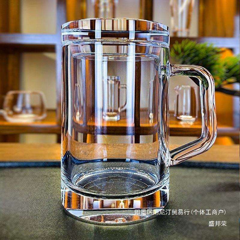 厂家直销机器切割天然原石水晶杯大容量水晶玻璃盖杯办公茶室茶杯