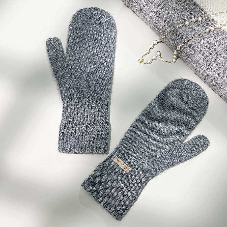 pure cashmere 纯山羊绒手套2023秋冬加厚针织保暖连指手套成人版