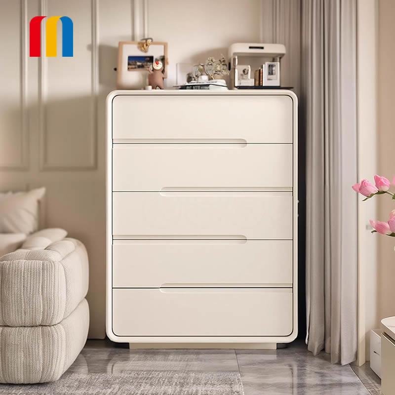 myGESHI 意式实木五斗柜现代简约收纳柜卧室靠墙斗柜奶油风客厅抽