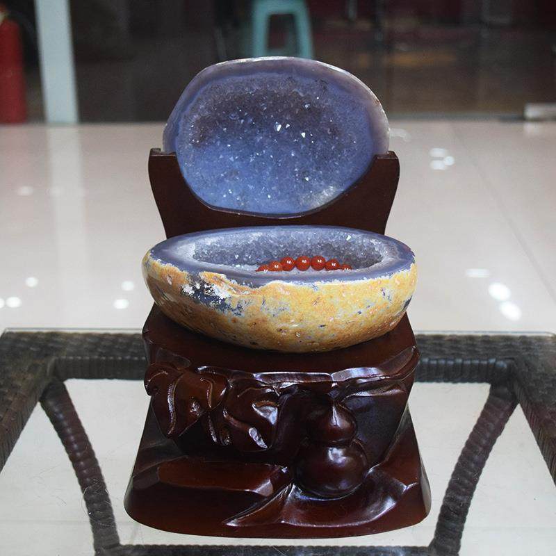 矿宝天然玛瑙水晶原石聚宝盆居家办公紫水晶洞乌拉圭晶簇摆件