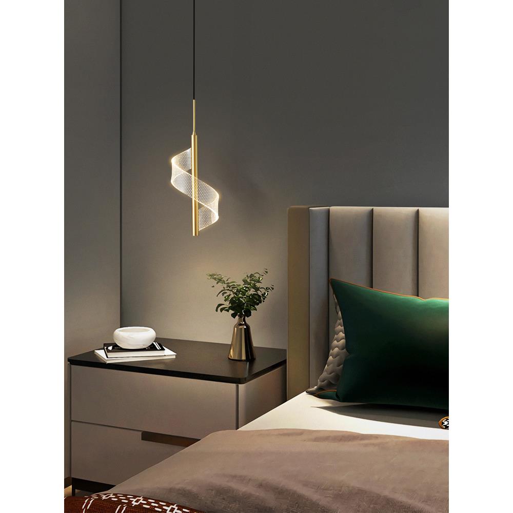 床头吊灯2025年新款灯具现代轻奢全铜极简小吊灯卧室床头氛围灯饰