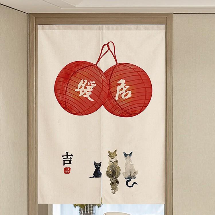 日式厨房门帘帘隔断帘免打孔家用卧室半帘厕所卫生间遮挡布帘挂帘