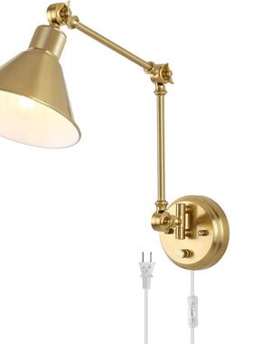 壁灯，带开关的可调光壁灯摆臂壁灯插件壁挂灯壁灯，带6FT插线