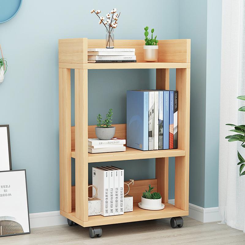 简易书架落地带轮儿童收纳架宿舍学生用小型书柜多层可移动置物架