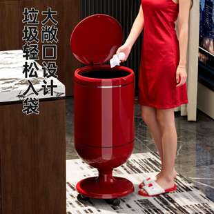 颜值高档可移动带轮纸篓垃圾桶家用网红新款卧室大容量客厅轻奢高