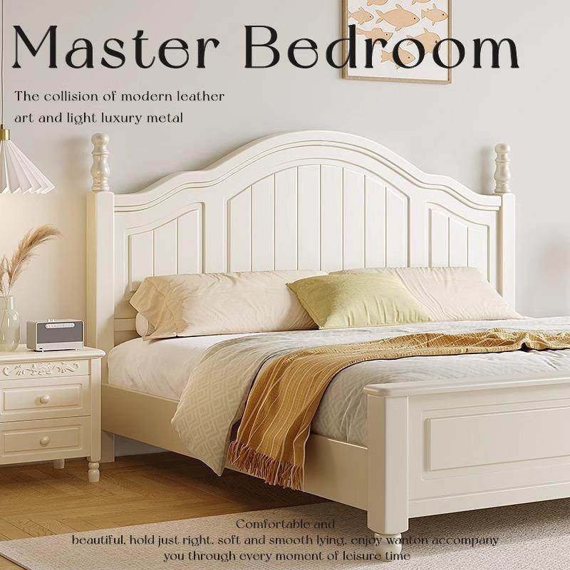 颐舍实木床美式床1.8现代简约双人1.5公主白色家用双人床卧室主卧