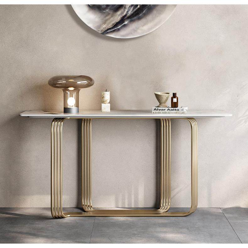 意式轻奢玄关桌靠墙入户条案现代简约大理石奢石玄关台