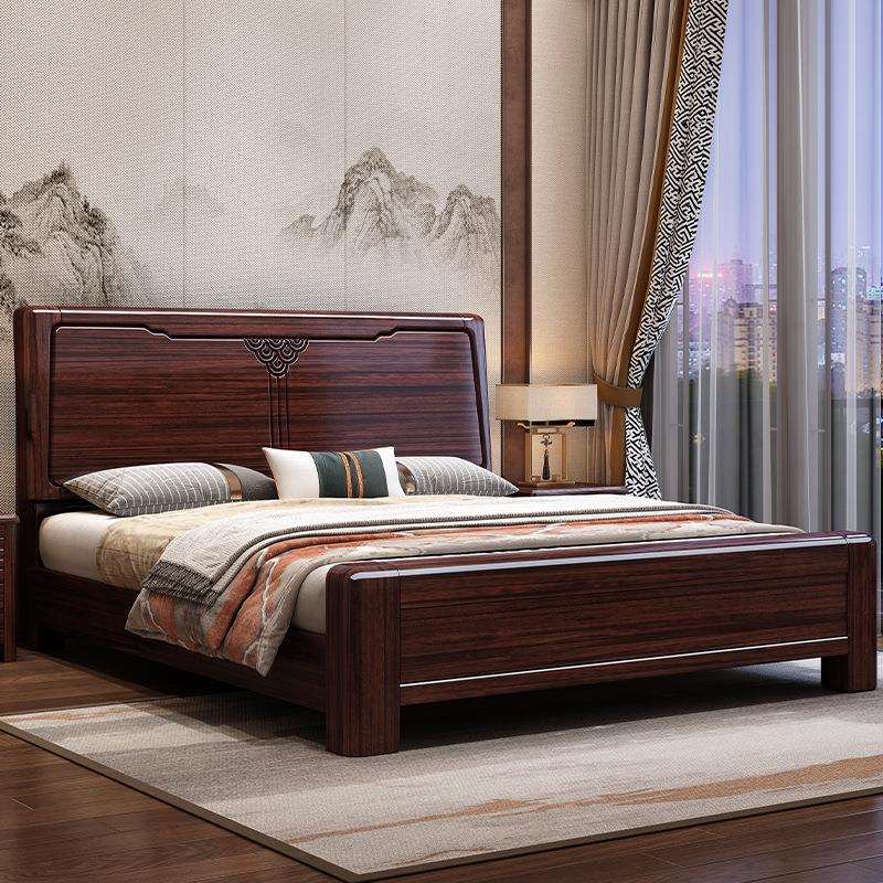 紫金檀木实木床家用主卧现代简约1.8米双人婚床小户型单人1.5米床