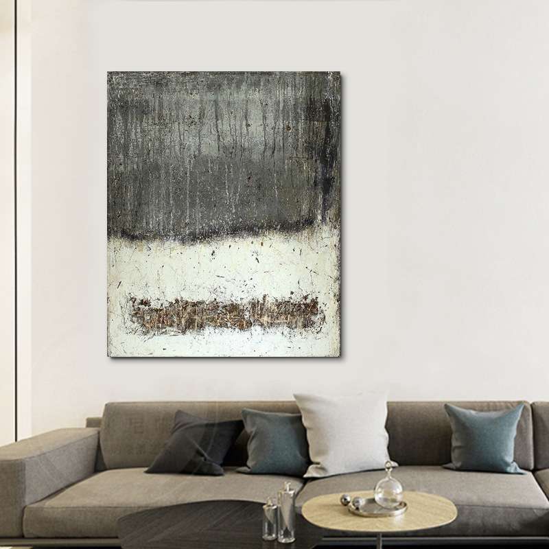 纯手绘油画现代简约抽象装饰画卧室立体肌理挂画家居样板房壁画图片