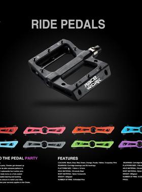 RACEWORK 山地车尼龙脚踏板 超轻培林轴承大宽防滑XC速降DH越野AM