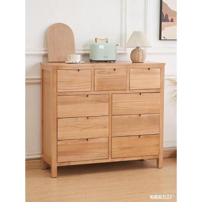斗九斗柜卧床原木色客厅储物柜卧室主房间带木色收纳床尾柜房柜柜