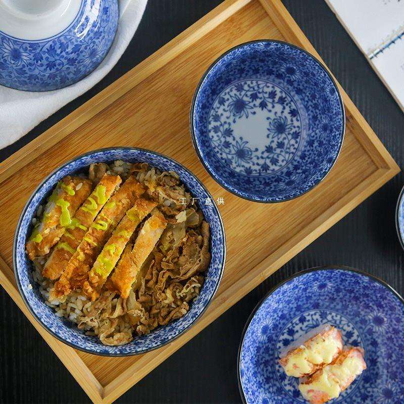 瓷器釉下彩工艺美浓烧草花唐草日料碗盘碟餐具M