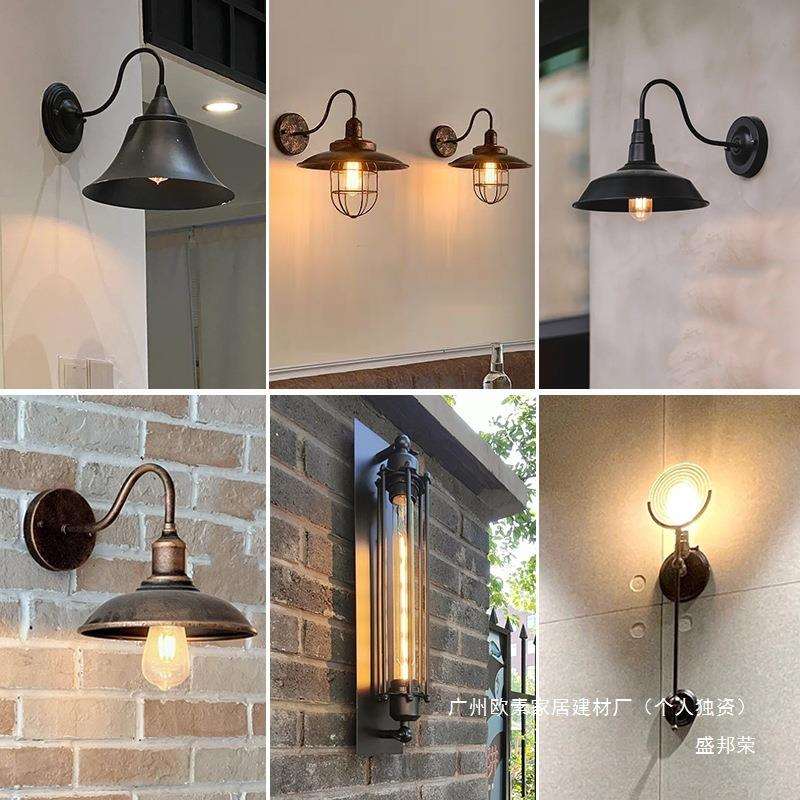 厂家锅盖墙灯卧室吧台阳台灯工业风床头壁灯户外走廊铁艺道过餐厅
