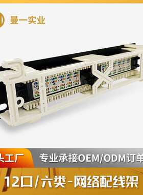 曼一非屏蔽网络配线架1u12口六类cat.6防尘门墙挂