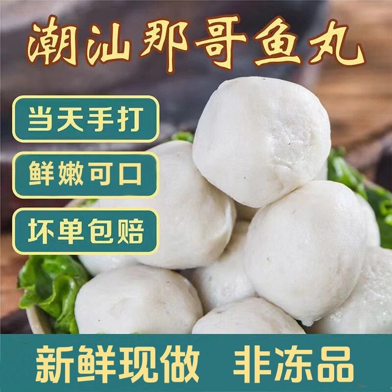 惠来神泉港手工鱼丸潮汕手打那哥鱼丸正宗揭阳新鲜现做食材火锅