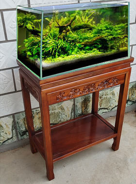 实木花架榆木小型鱼缸架奇石桌盆景桌超承重工艺品底座花架子绿萝