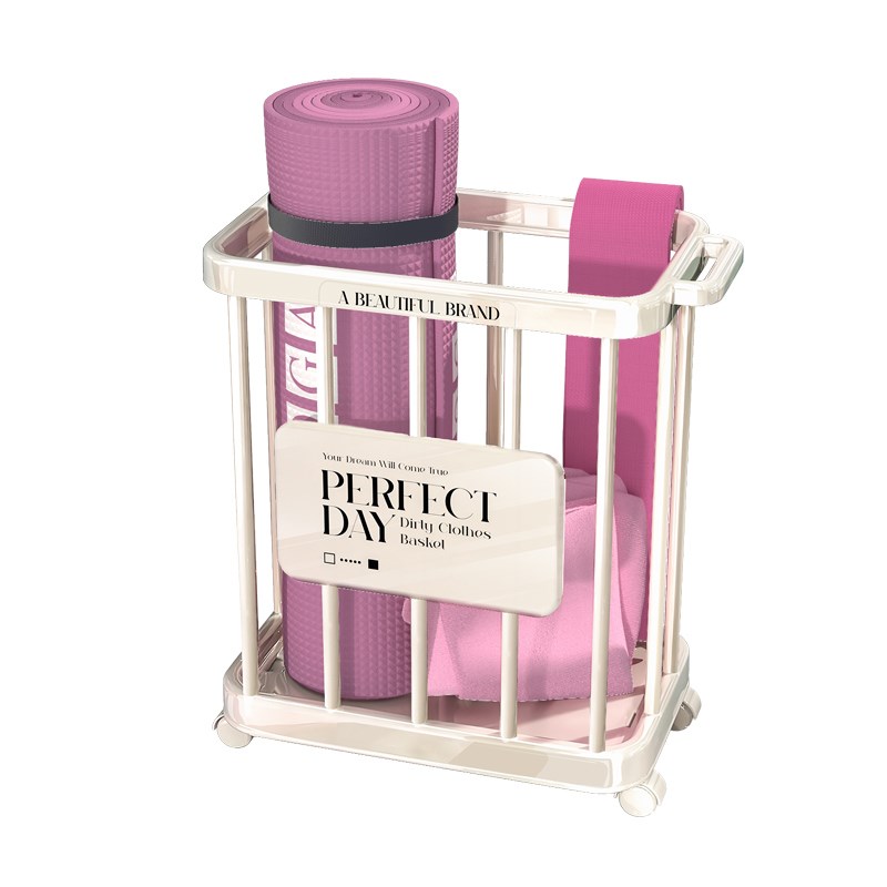 瑜伽垫收纳筐家用带轮子可移动健身器材收纳框运动用品夹缝置物架