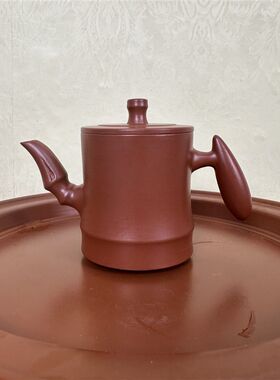 潮州紫砂壶全手工竹节壶茶t壶120cc竹节朱泥茶具家用泡茶壶小容量