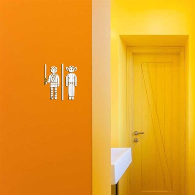 镜面亚克力男女卫生间标识贴浴室门上墙面装饰贴墙贴纸壁画防水