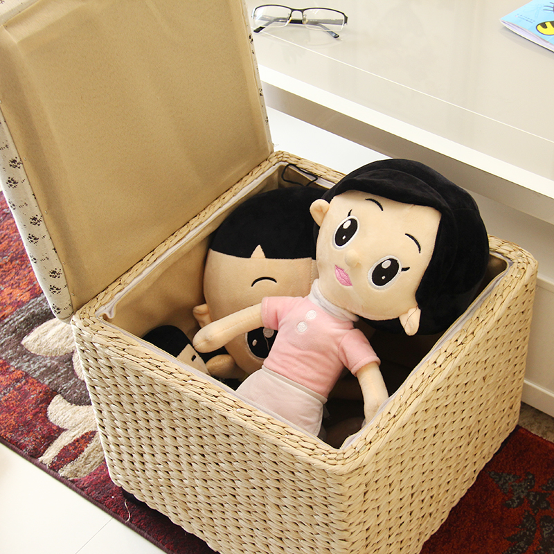 草编收纳凳子储物凳家用矮凳桌边实木长方凳进门口可坐人试换鞋凳