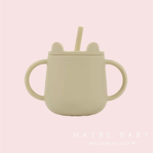 韩国ins宝宝水杯儿童手柄吸管杯刻度防摔防滑耐高温矽胶学饮杯