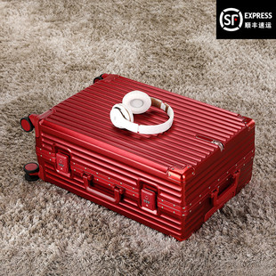 结婚行李箱酒红色陪嫁拉杆箱新娘陪嫁妆皮箱女24寸密码 登机旅行箱