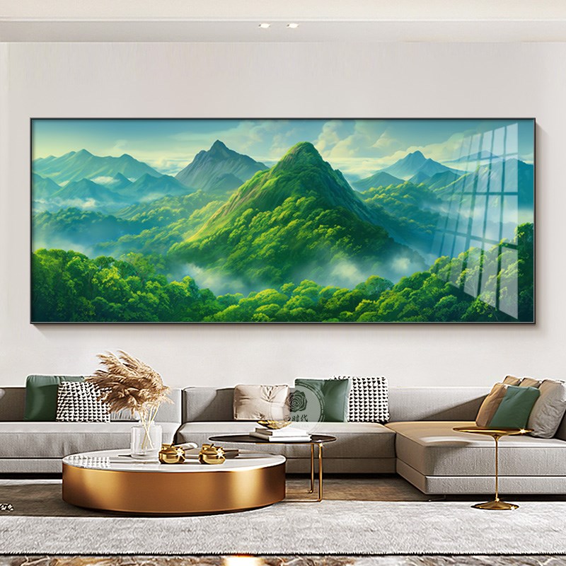 背有背景墙无水靠山图沙发装饰画现代青山简约图有山靠山挂画客厅