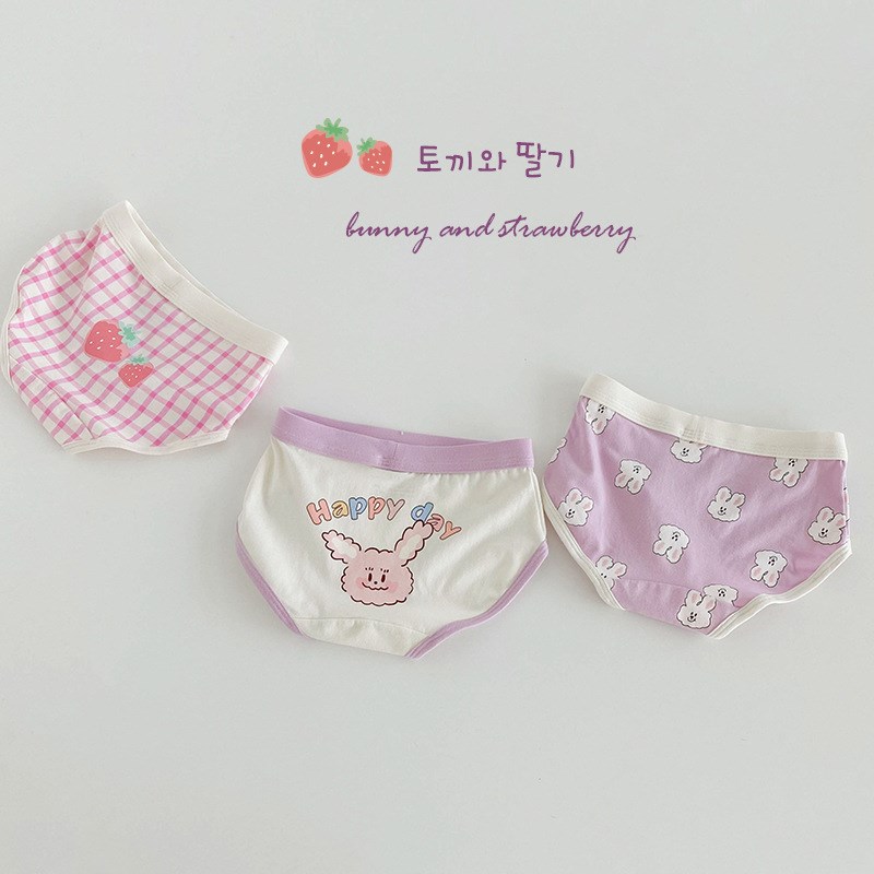 N120儿童内裤秋季新款3条装纯棉童内裤卡通可爱A类女宝宝内裤