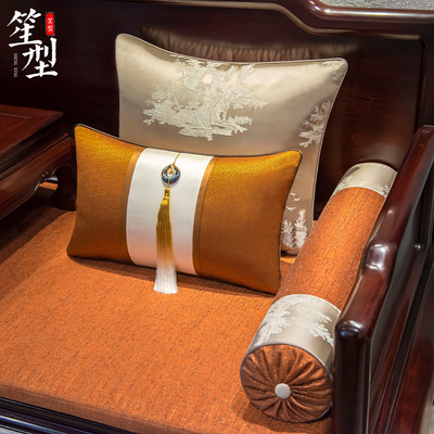 新中式红木沙发坐垫套罩中国风罗汉床座垫子古典实木家具软装定制