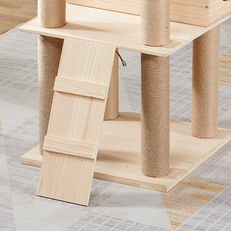 松木猫窝猫树猫爬架猫咪玩具宽敞猫房子大号猫咪木质猫架家具工厂