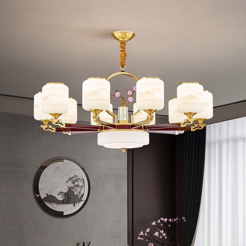 新中式全铜客厅吊灯轻奢别墅大气餐厅H卧室灯新款中国风茶室灯具