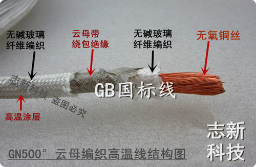 GN500度高温线 电磁加热线圈 耐火线 云母绕包编织高温导线 国标