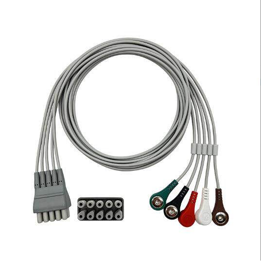 伟伦welch allyn动态心电导联线5导扣式夹式Holter Cable