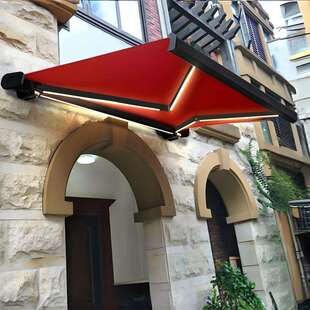 全盒灰色电动遮阳篷 铝合金遮阳别墅阳台庭院电动带灯全盒伸缩蓬