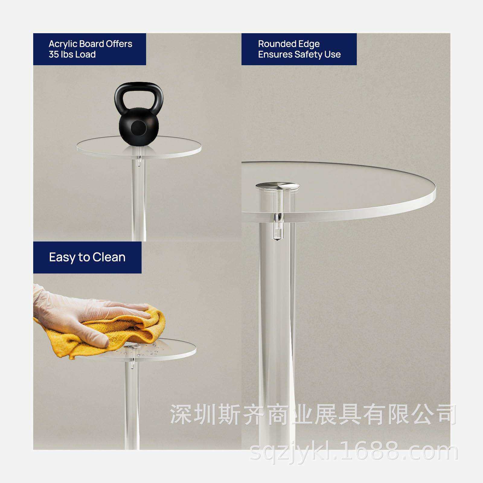 透明茶几亚克力边几北欧简约创意时尚角几现代小圆桌小空间饮料桌