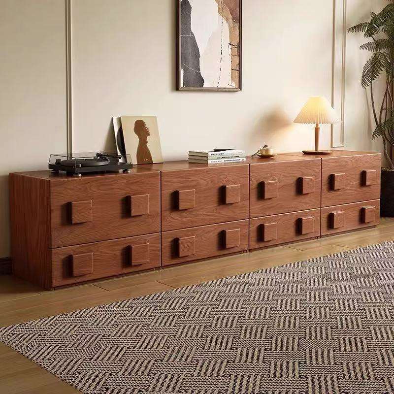 实木斗柜多功能电视柜中古风卡门柜家用沙发边柜床头柜客厅餐边柜