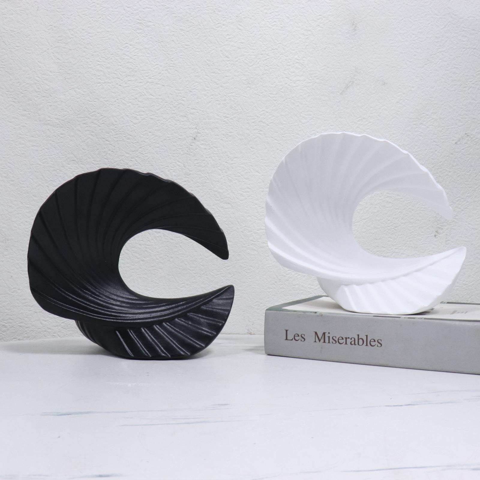 北欧海浪几何现代简约工艺品树脂电视柜样板房展示柜摆件软装饰品